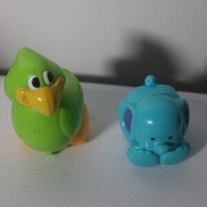 Fisher-Price 2010 Elephant Roll Around Ball & Green Parrot Bird Figure Toy Lot